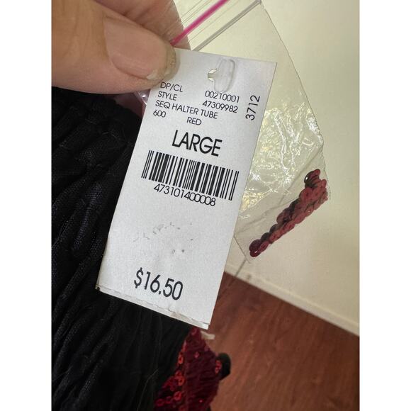 NWT Wet Seal Sparkly Red Halter Tube Top Size: Large - Picture 3 of 4